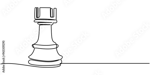 Single continuous line drawing chess pieces silhouette icon set isolated on white background. Black chess figures bishop, One line draw design vector illustration, Strategy Games Continuous Line