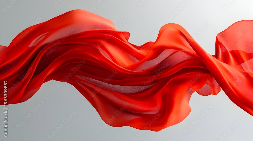 Elegant red fabric caught in a mid air twist with flowing dynamic movement and texture Elegant red fabric caught in a mid air twist with flowing dynamic movement and texture