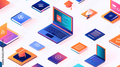 Online Education Isometric Illustration