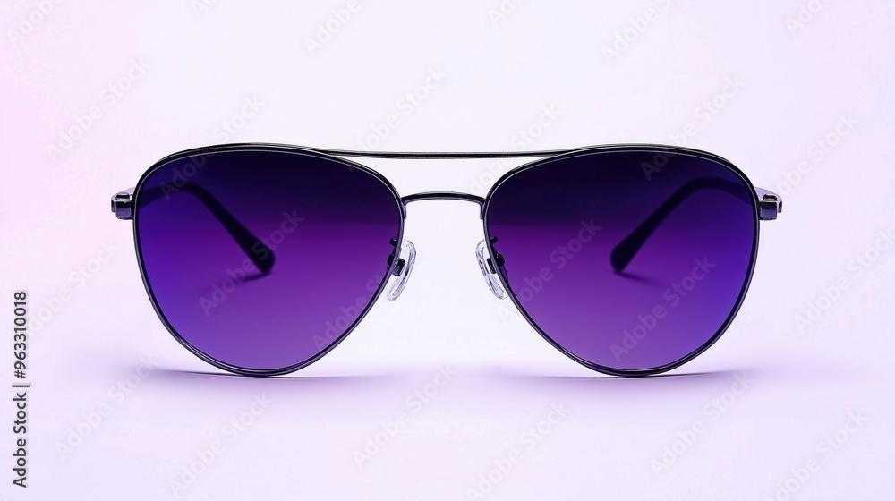 Aviator sunglasses isolated on white background, purple shade Aviator sunglasses isolated on white background, purple shade