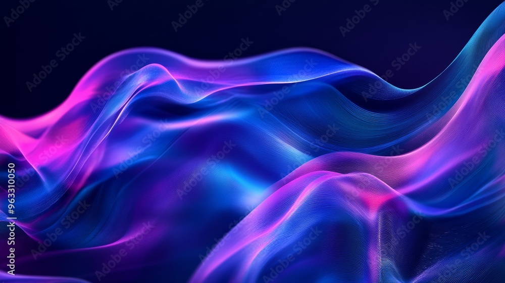 Abstract blue and purple waves flowing on dark background Abstract blue and purple waves flowing on dark background