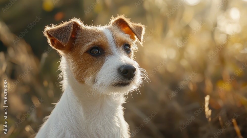 Cute jack russell terrier puppy posing in autumn scenery Cute jack russell terrier puppy posing in autumn scenery