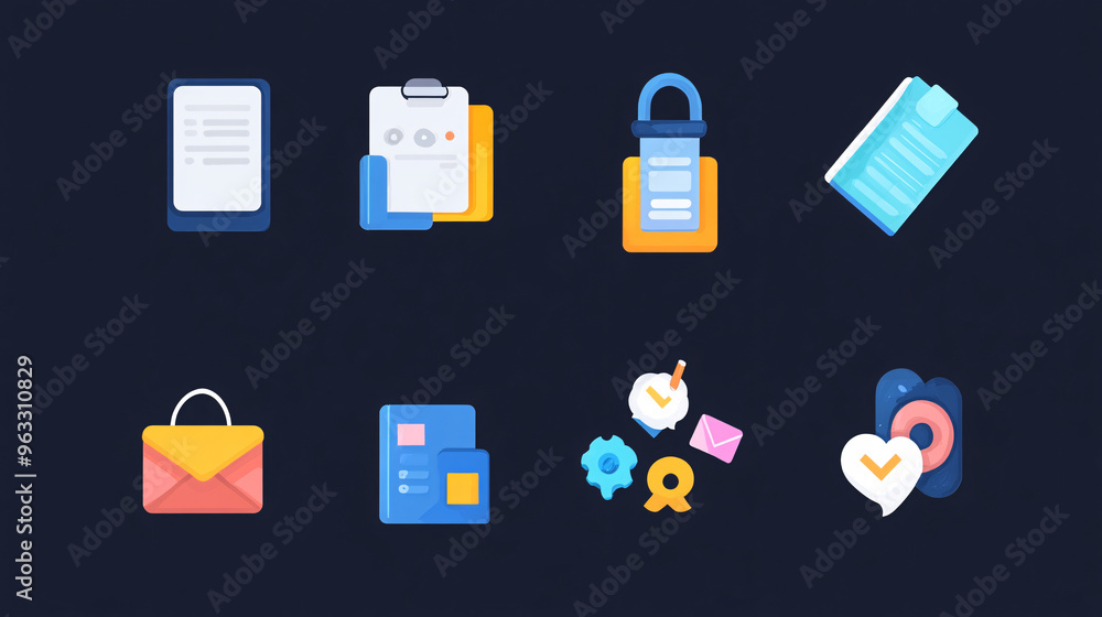 Colorful Business and Office Icons Colorful Business and Office Icons