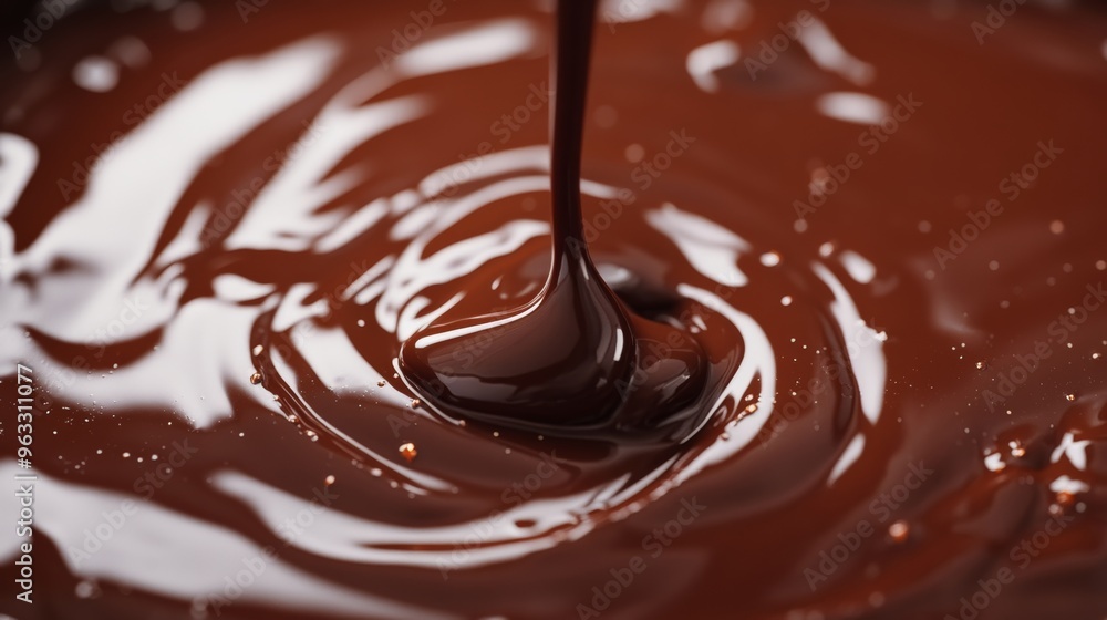 Melted chocolate drizzling creating chocolate swirls background Melted chocolate drizzling creating chocolate swirls background