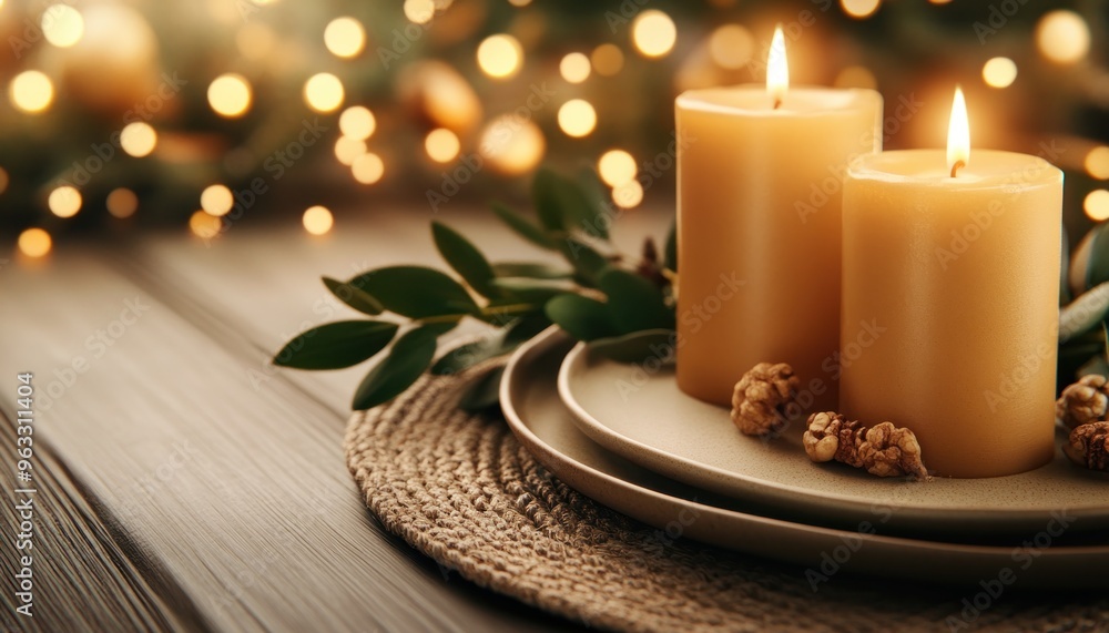 Warm Candlelight and Cozy Table Setting for a Grateful Celebration, A Touch of Home Decor with Comforting Details Warm Candlelight and Cozy Table Setting for a Grateful Celebration, A Touch of Home Decor with Comforting Details