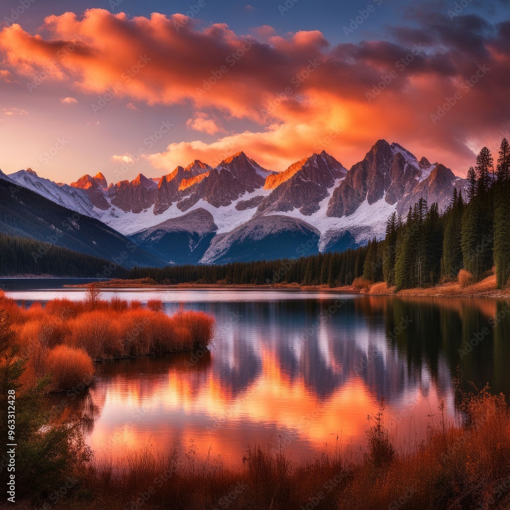 Beautiful sunset in the lake Beautiful sunset in the lake