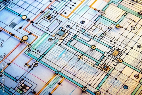 Wiring diagram schematics concept technical illustration detail illustration diagrammatics  photo