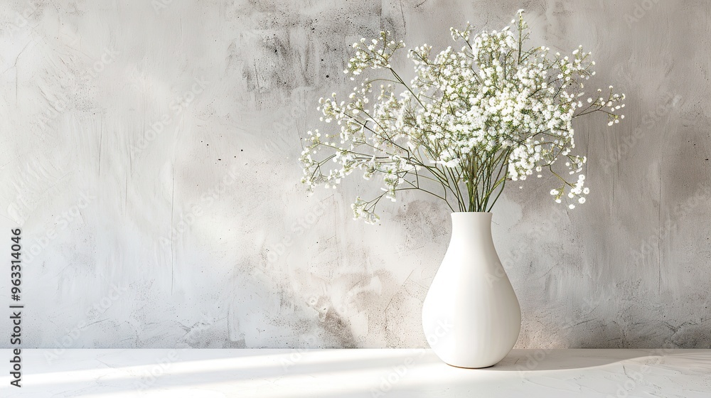 Fototapeta premium A plain area with a simple and fresh light white background. There is no interference, only a smooth extension of this light white background, used as a canvas for various concepts or elements.