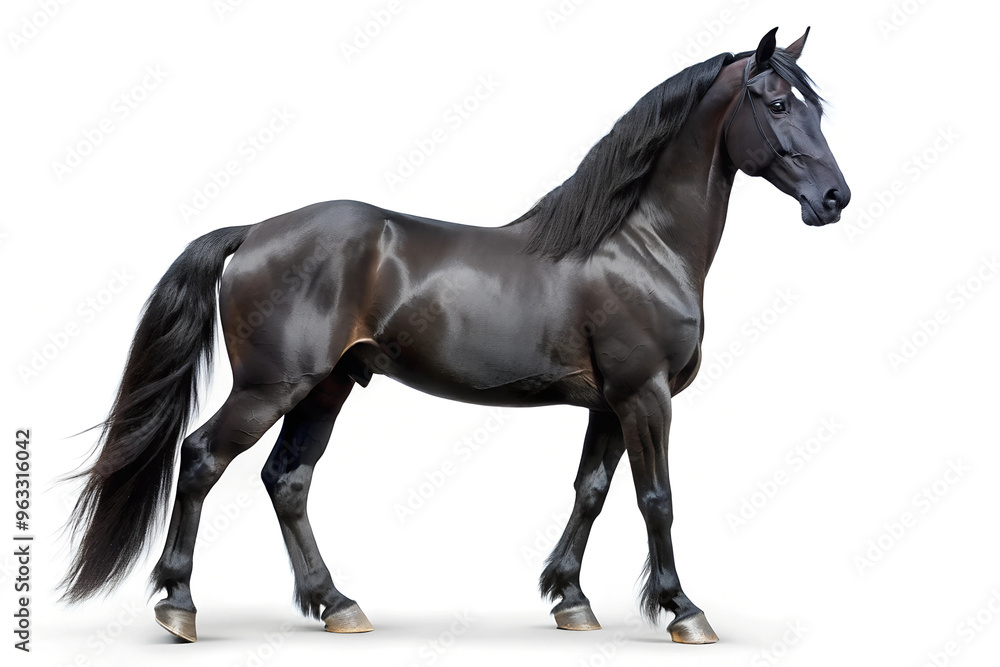 Fototapeta premium Black horse isolated on white background