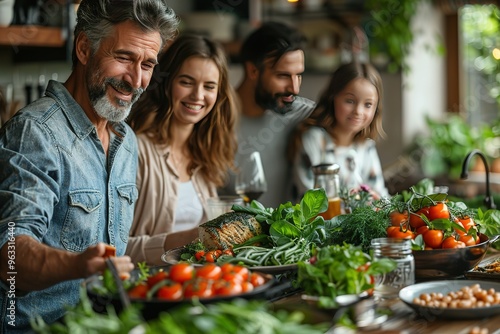 eople food togetherness together meal kitchen family happy smiling cook mother photo