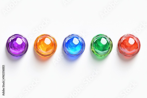 Vibrant Collection of 5 Colorful Game Achievement Icons - Perfect for Gaming UI Design and Digital Badges