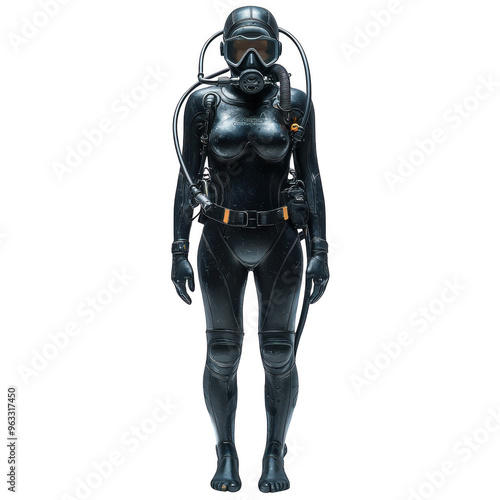 Obraz na płótnie Diver woman isolated on a transparent background png file no background - pretty female model portrait png file w salonie