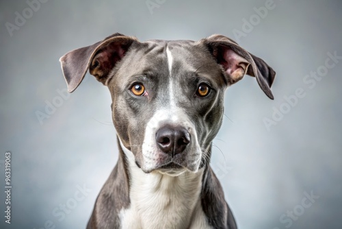 A close-up portrait of a grey dog with expressive eyes against a neutral background. Perfect for animal lovers and pet enthusiasts.
