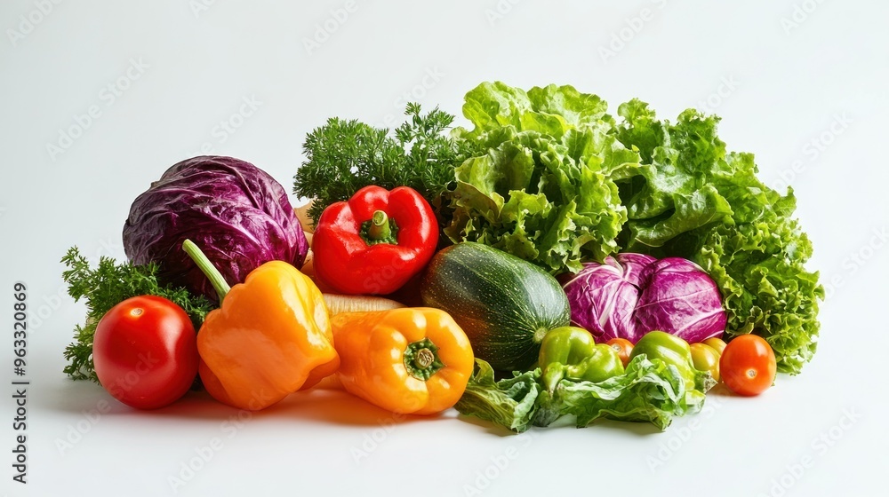 Assortment of Fresh Vegetables on White Background Assortment of Fresh Vegetables on White Background
