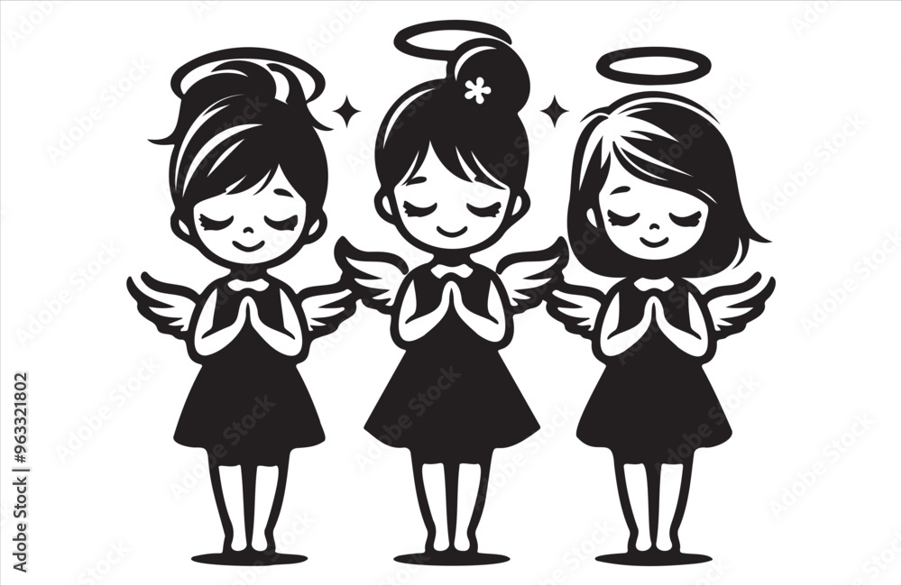children angel little girl with wings of silhouette vector illustration children angel little girl with wings of silhouette vector illustration