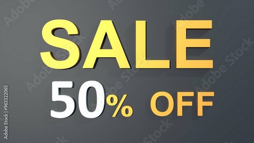 New Year SALE 50% Off - 3D Golden and White Text Discount 