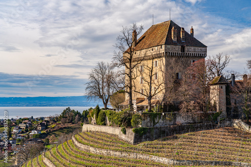 2024 Beautiful view on lake Geneva and Montreux, Chatelard Castle