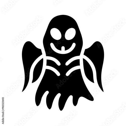 Vector Illustration of Halloween Spook Icon Silhouette on Transparent Background