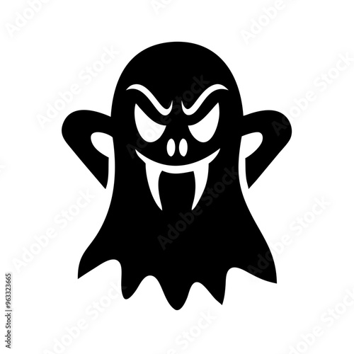 Vector Illustration of Halloween Spook Icon Silhouette on Transparent Background