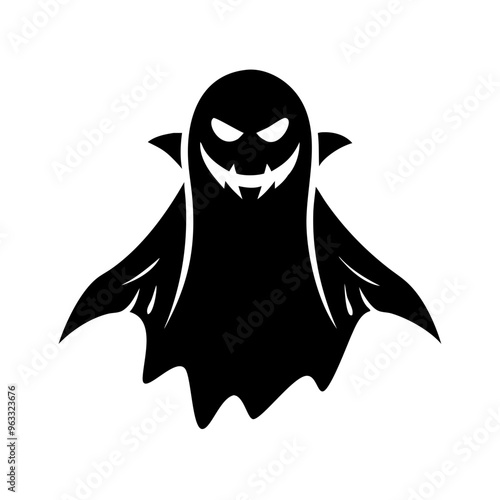 Vector Illustration of Halloween Spook Icon Silhouette on Transparent Background