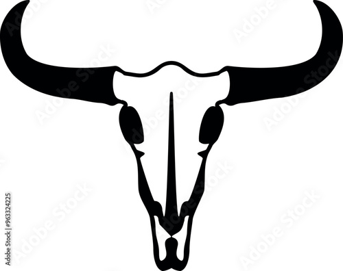 Longhorn head skull. Bull skull illustration vector