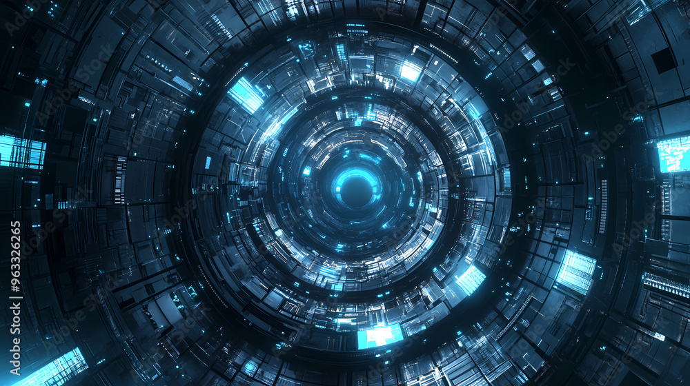 Futuristic technology data tunnel Futuristic technology data tunnel