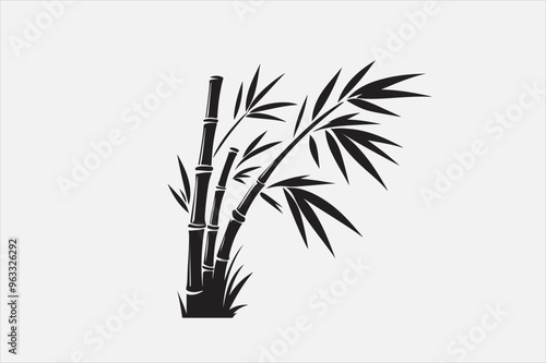 Bamboo logo style silhouette design. photo