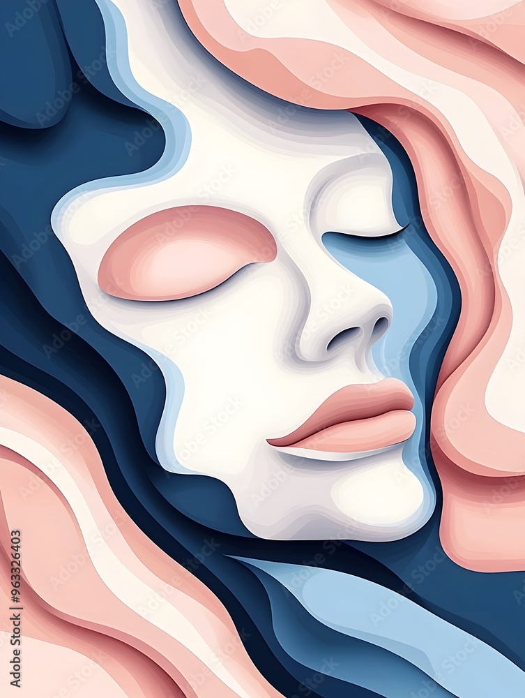 Minimalist Depiction of a Serene Anti-Aging Facial Mask with Soft Hues and Clean Lines Minimalist Depiction of a Serene Anti-Aging Facial Mask with Soft Hues and Clean Lines