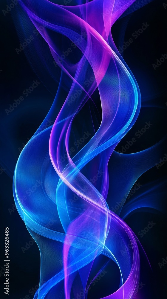 Abstract blue and purple light trails flowing on black background Abstract blue and purple light trails flowing on black background