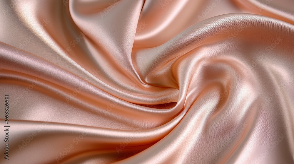 Peach silk fabric flowing in soft elegant waves Peach silk fabric flowing in soft elegant waves