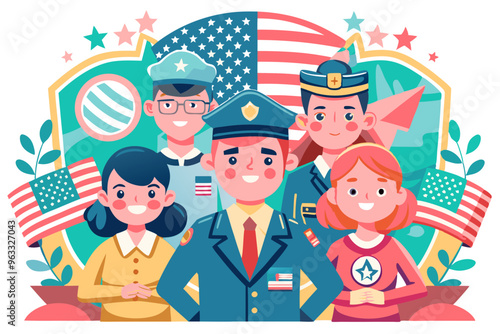 Veterans day, patriotism, humanism, children, and Peace AI Generation