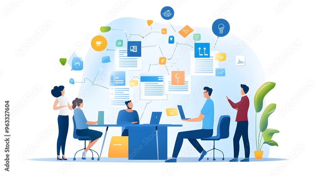 Business Team Working Together on a Project Business Team Working Together on a Project