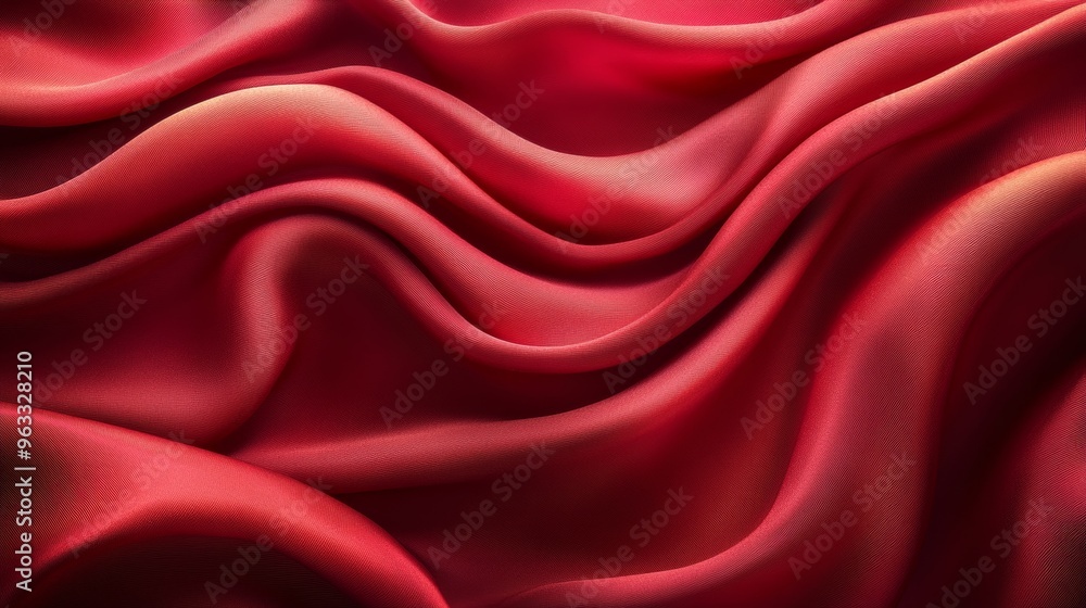 Obraz premium Red silk fabric forming elegant waves, abstract background