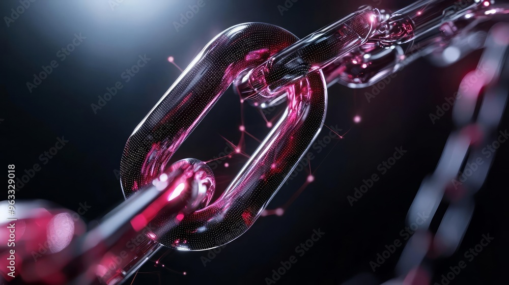 Fototapeta premium Blockchain network for logistics security, digital network visualization, focusing on transparency and security, scifi tone, Triadic Color Scheme