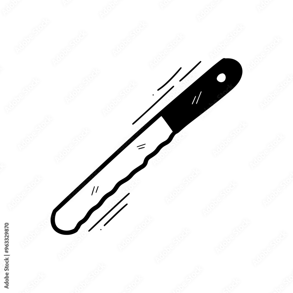 Hand Drawn Bread Knife Illustration. Doodle Vector. Isolated on White Background - EPS 10 Vector Hand Drawn Bread Knife Illustration. Doodle Vector. Isolated on White Background - EPS 10 Vector