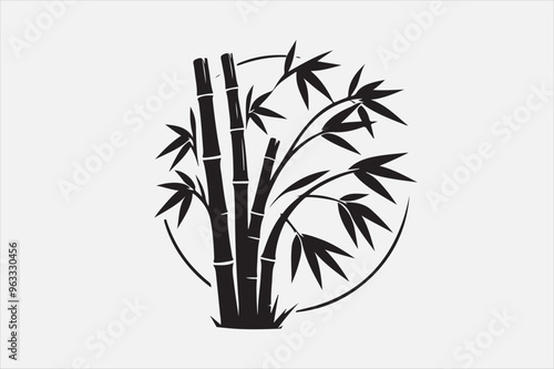 Bamboo logo style silhouette design. photo