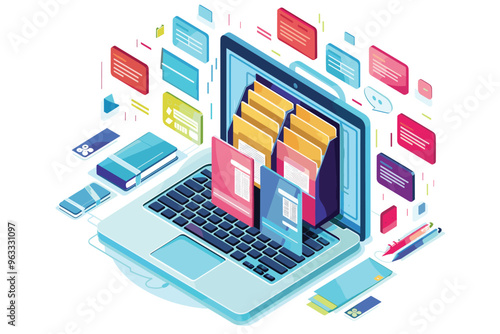 User Copies Data Files Between Folders on Laptop, Organizing Information and Creating Backup in Cloud Storage Database