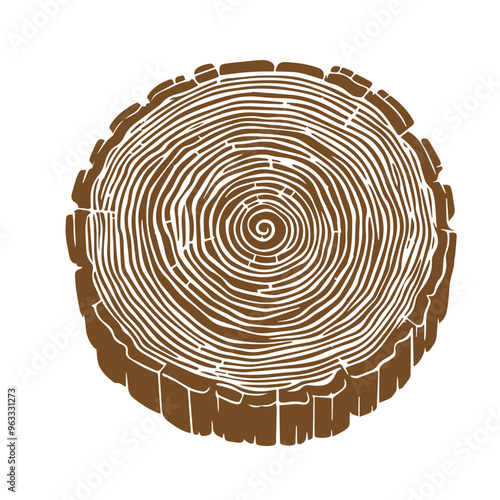 Hand drawn Tree rings wood slice texture. Abstract tree age year circle