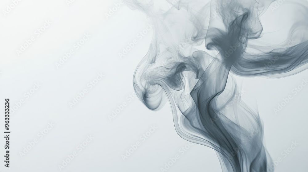 Fototapeta premium Smoke rising from right side on white background