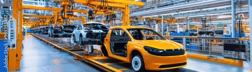 Car Assembly Line Production Factory Interior