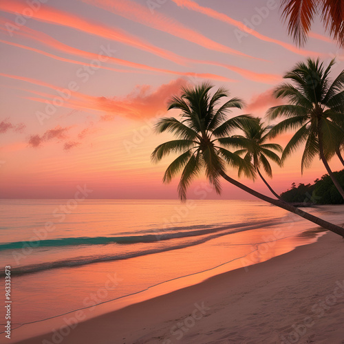 A serene beach at sunset 