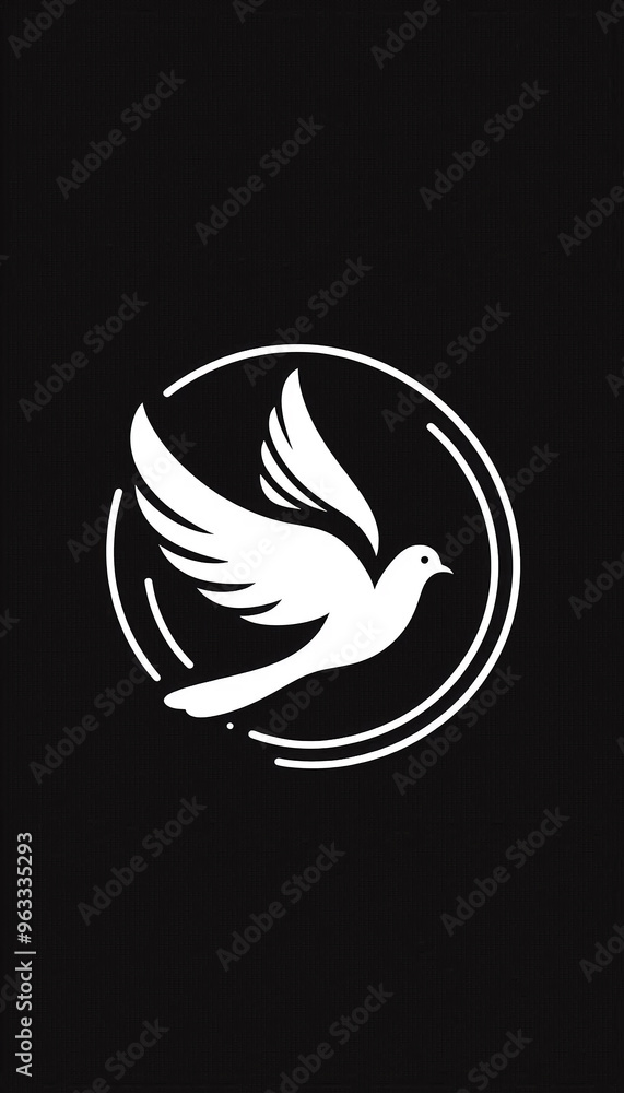 Fototapeta premium Minimalist image of a dove flying on black background - Concept for peace and freedom