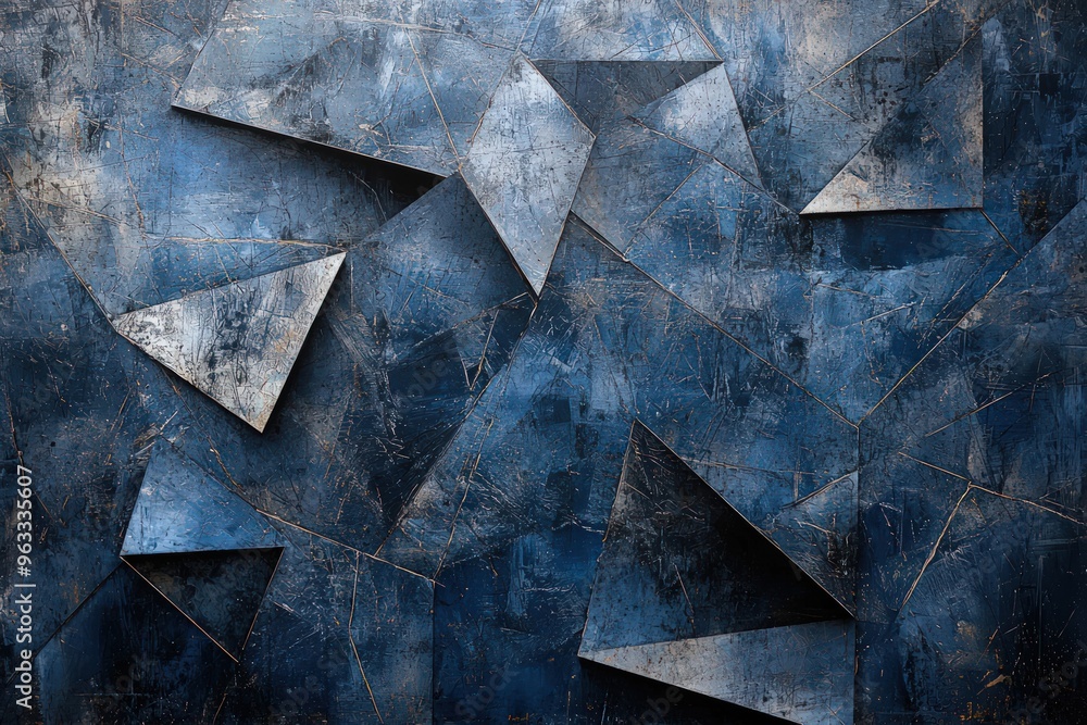 Dark blue tones merge in a textured, geometric abstract design. Dark blue tones merge in a textured, geometric abstract design.