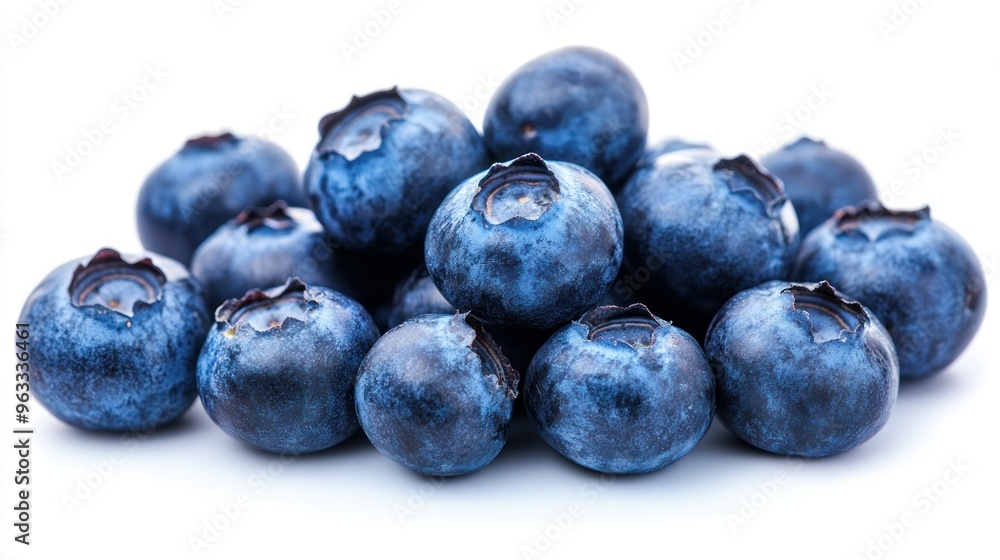 A Cluster of Fresh Blueberries on White Background A Cluster of Fresh Blueberries on White Background