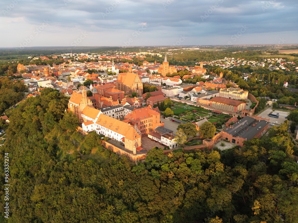 Obraz premium Aerial view of Chelmno. Panorama of the city of lovers.