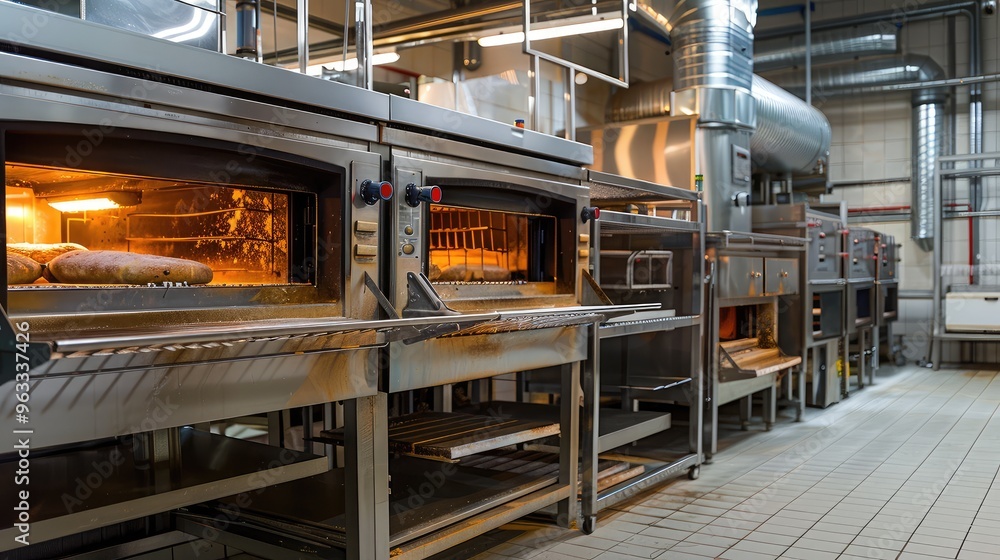Modern Industrial Bakery with Professional Ovens Modern Industrial Bakery with Professional Ovens