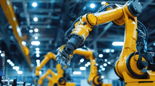 Precision Robotic Arms in High-Tech Industrial Assembly Line