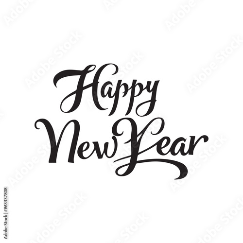 Happy New Year , Calligraphy lettering card , calligraphy isolated on white background . PNG Image