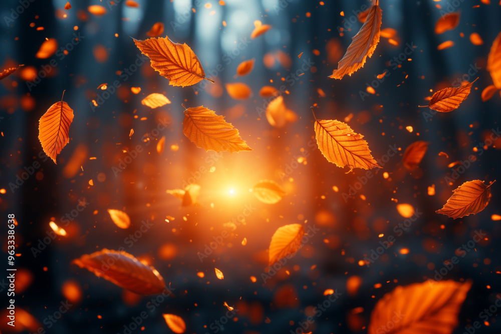 Falling autumn leaves in the forest. Hello autumn. Falling autumn leaves in the forest. Hello autumn.
