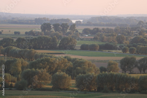 Aerial photos of the Lower Vistula Valley during the golden hour.